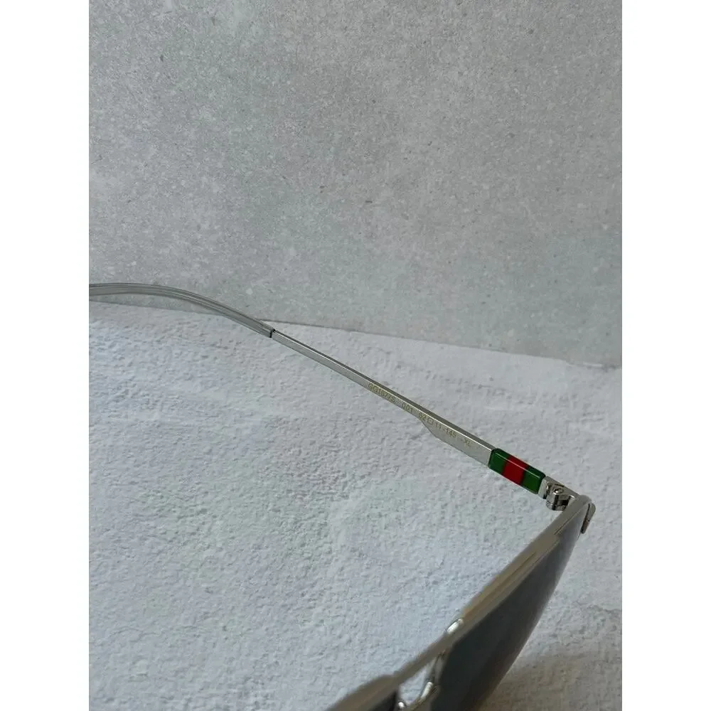 NEW Gucci GG1677S Silver Grey Lens Aviator Sunglasses $630